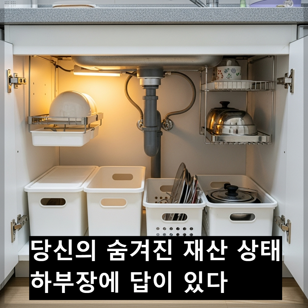 재물운을 높이는 깔끔하게 정리된 한국 아파트 싱크대 하부장 내부 인테리어