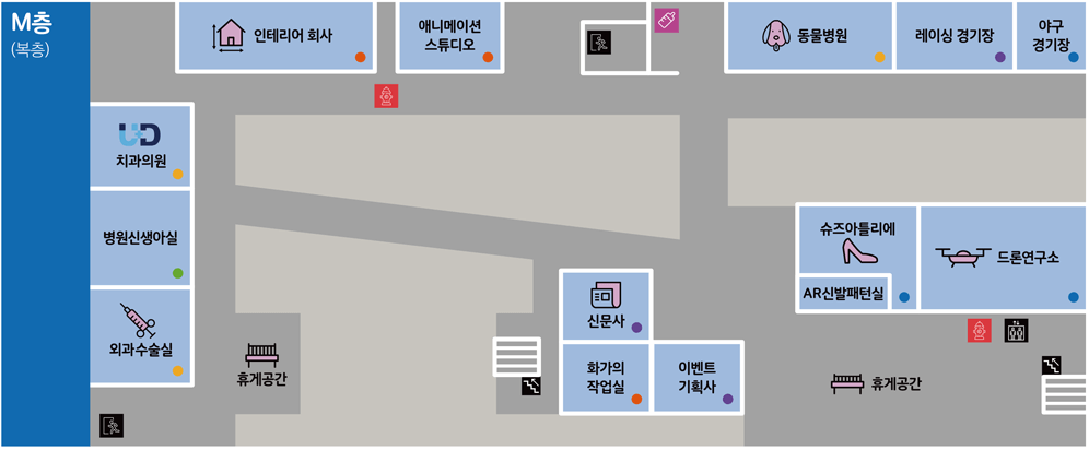 어린이체험실 미로마을(M층,복층) 지도 미리보기