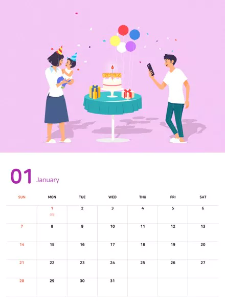 가족 일러스트 달력 1