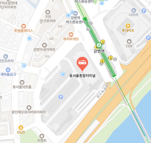 동서울터미널 위치지도