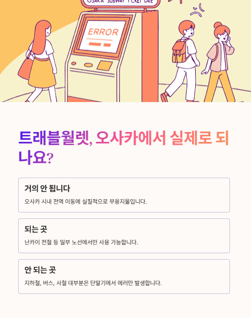 트래블월렛 오사카에서 실제로 되나요?