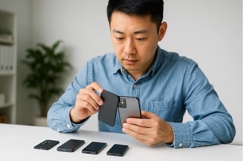 스마트폰 모듈을 교체하는 기술적 장면