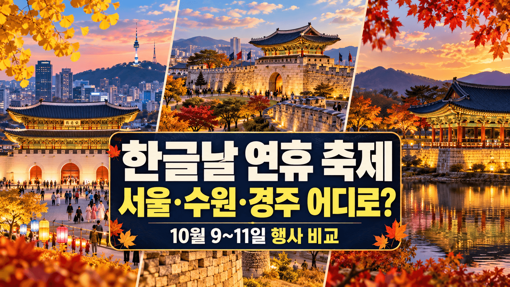 한글날 연휴 축제 어디가 좋을까?｜10월 9~11일 서울&middot;수원&middot;경주 행사 비교