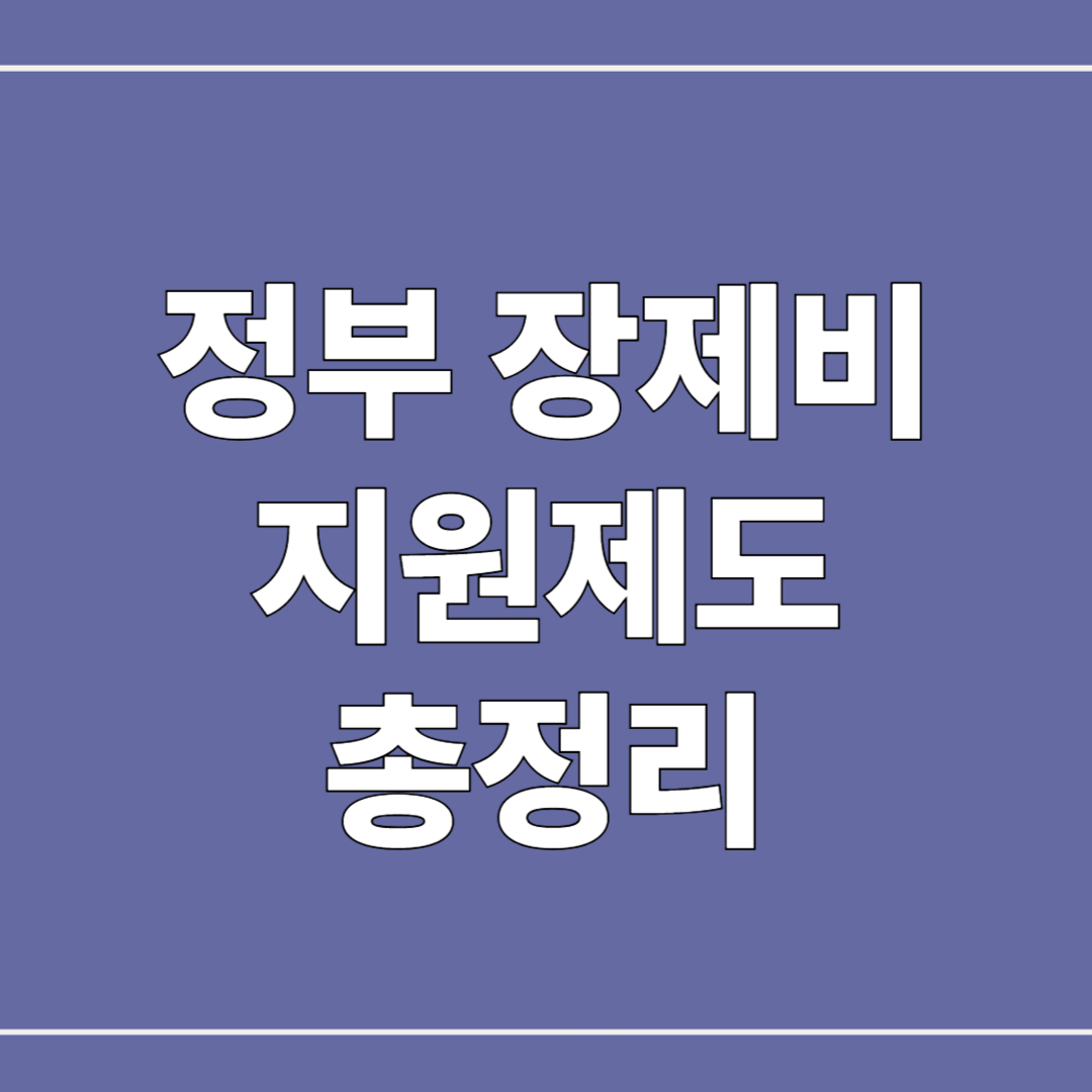 2025년 정부 장제비 지원제도 총정리