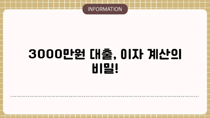 3000만원 대출: 이자 비용 관련 추가 정보