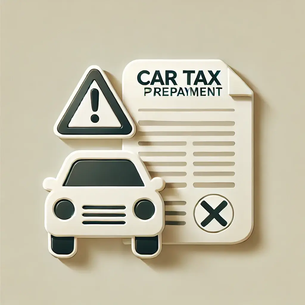 자동차세 연납 신청 시 주의사항을 상징하는 경고 아이콘