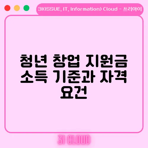 청년 창업 지원금 소득 기준과 자격 요건