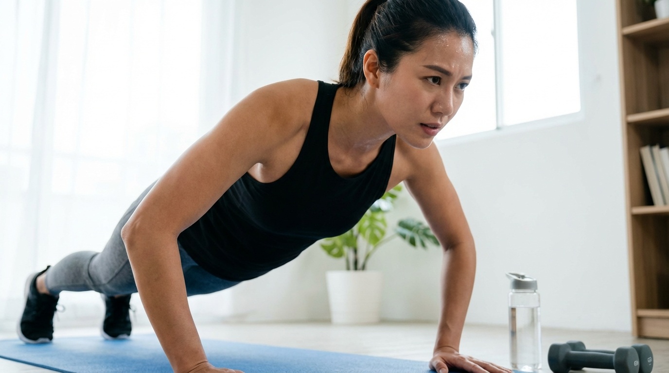 실내운동 푸쉬업 사진