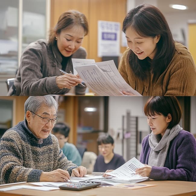 온라인으로 복지신청서를 작성하는 청년의 모습