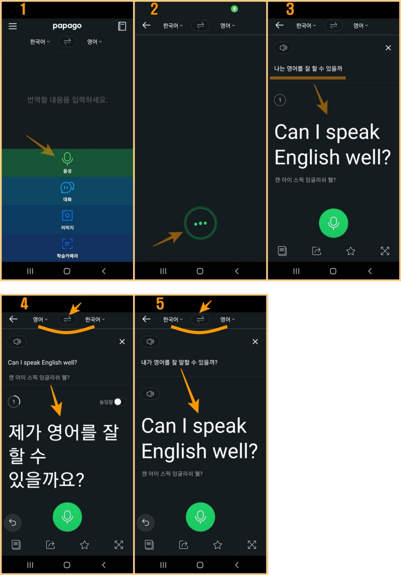 파파고 음성 번역 사진 설명
