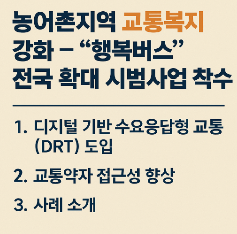 농어촌지역 교통복지 강화 &ndash; &lsquo;행복버스&rsquo; 전국 확대 시범사업 착수