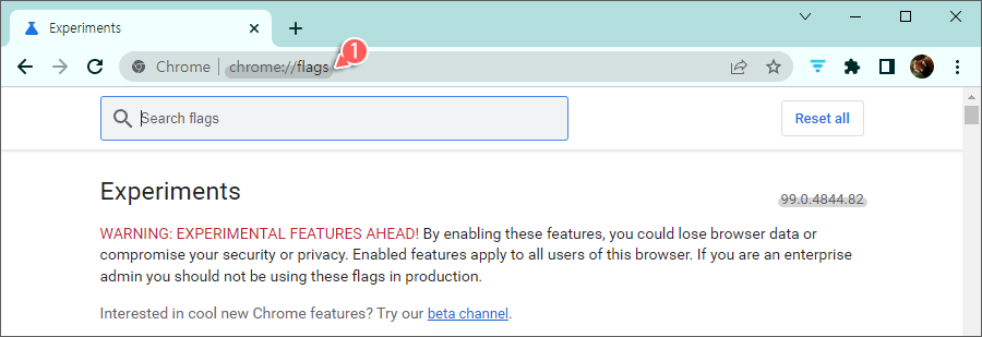 chrome://flags 접속