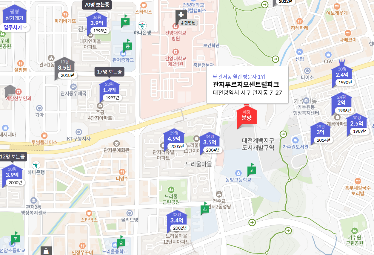 관저-푸르지오-센트럴파크-위치
