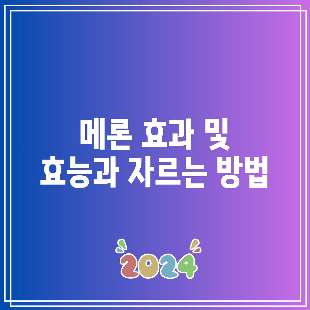 메론 효과 및 효능과 자르는 방법