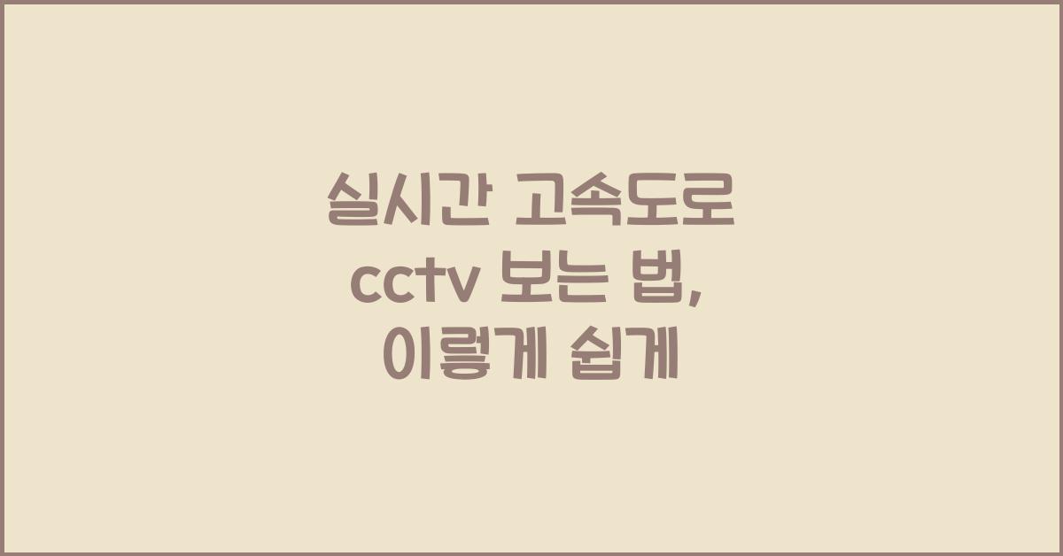 실시간 고속도로 cctv 보는 법