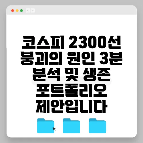 코스피 2300선 붕괴의 원인 3분 분석 및 생존 포트폴리오 제안입니다