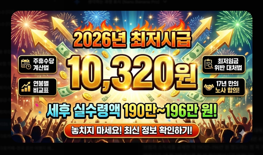 2026 최저시급 실수령액 총정리 - 세후 월급부터 주휴수당까지