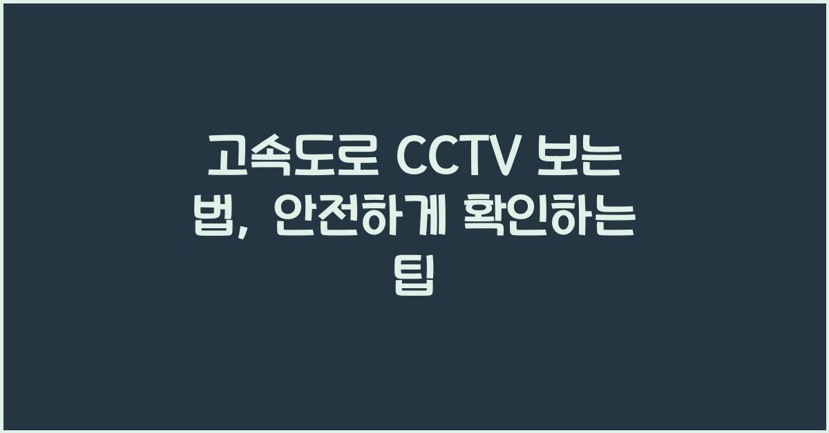고속도로 cctv 보는 법