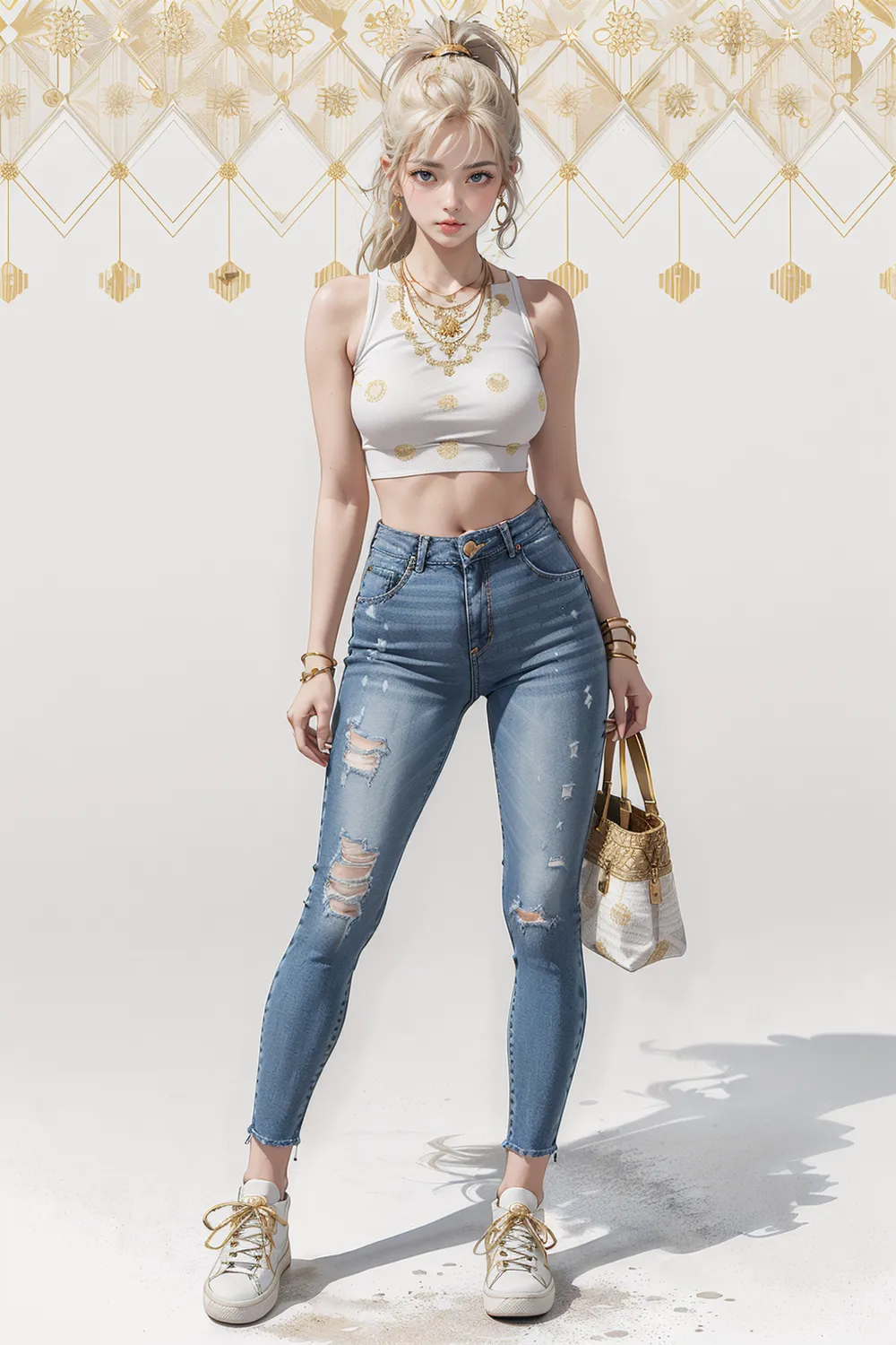 AI 그림 - 배경과 옷에 패턴넣기