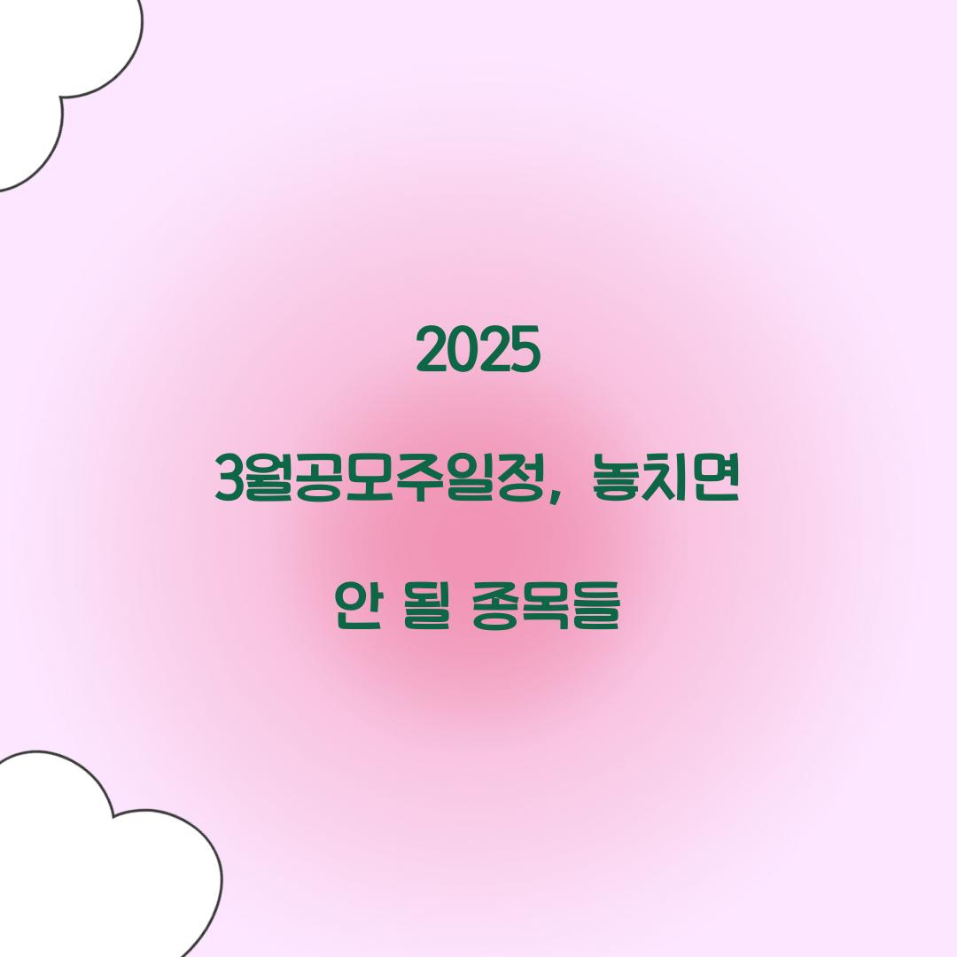 2025 3월공모주일정