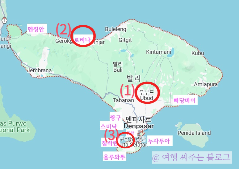 발리 전체 지도