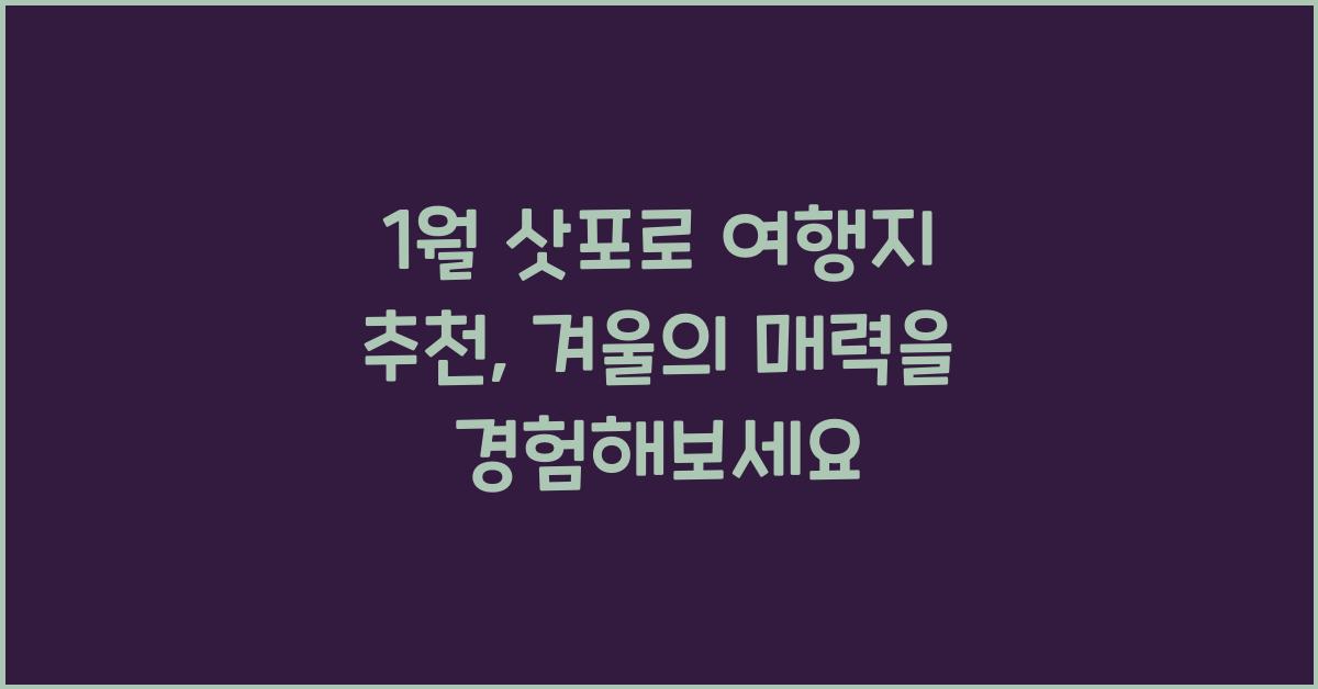 1월 삿포로 여행지 추천