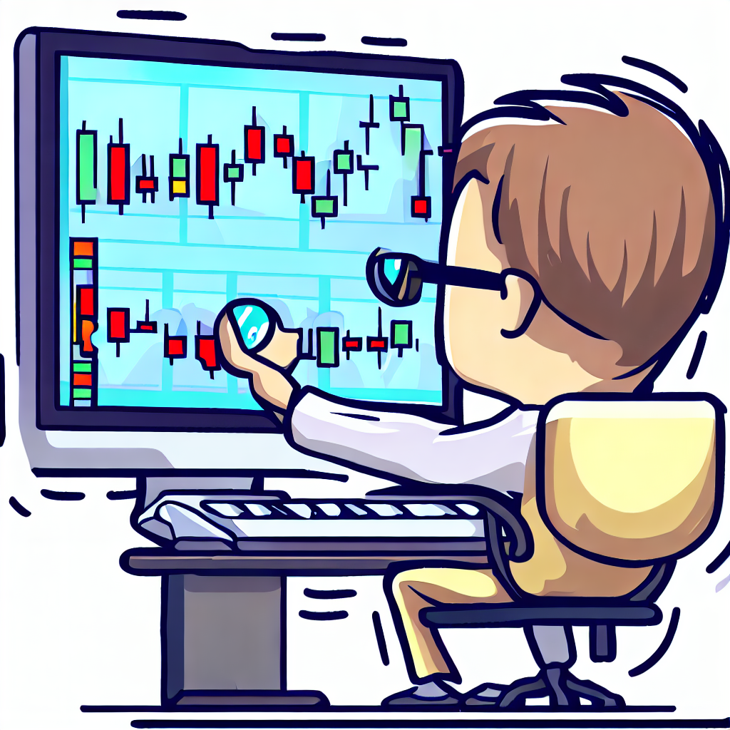 Vector style image of a person checking stock and cryptocurrency charts on their computer