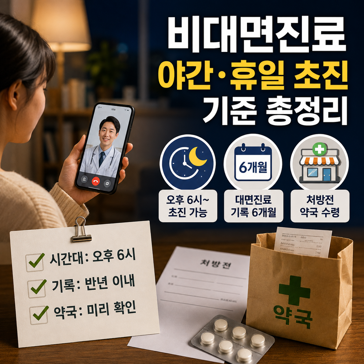 비대면진료 야간 휴일 초진 시간대 기준과 처방전 약국 수령 절차