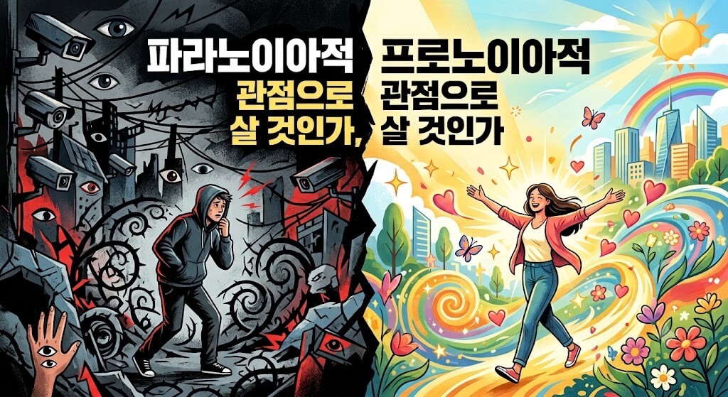 파라노이아적 관점과 프로노이아적 관점 이미지