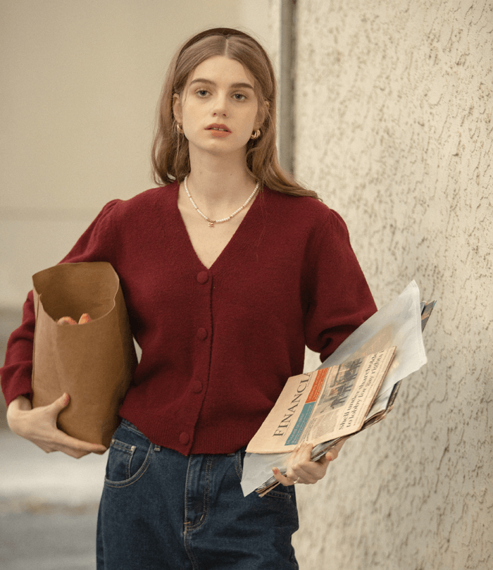 르니나 버건디 가디건