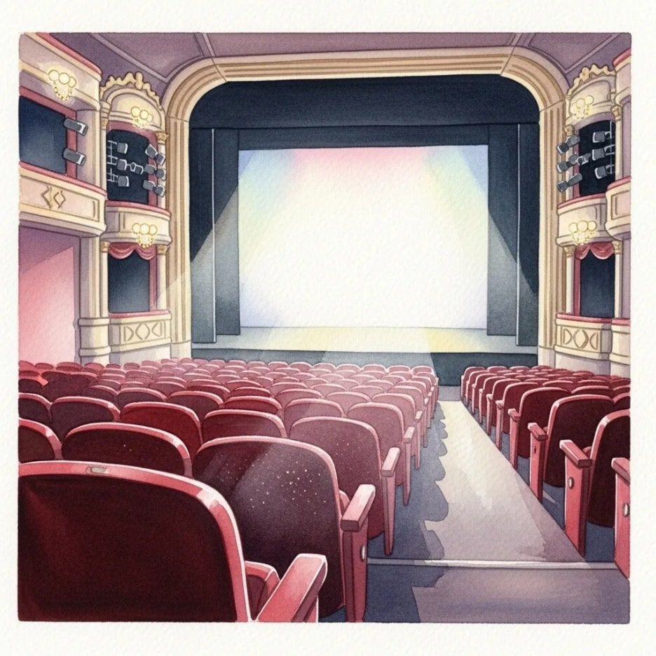 뮤지컬 극장의 무대가 잘 보이는 좌석 풍경