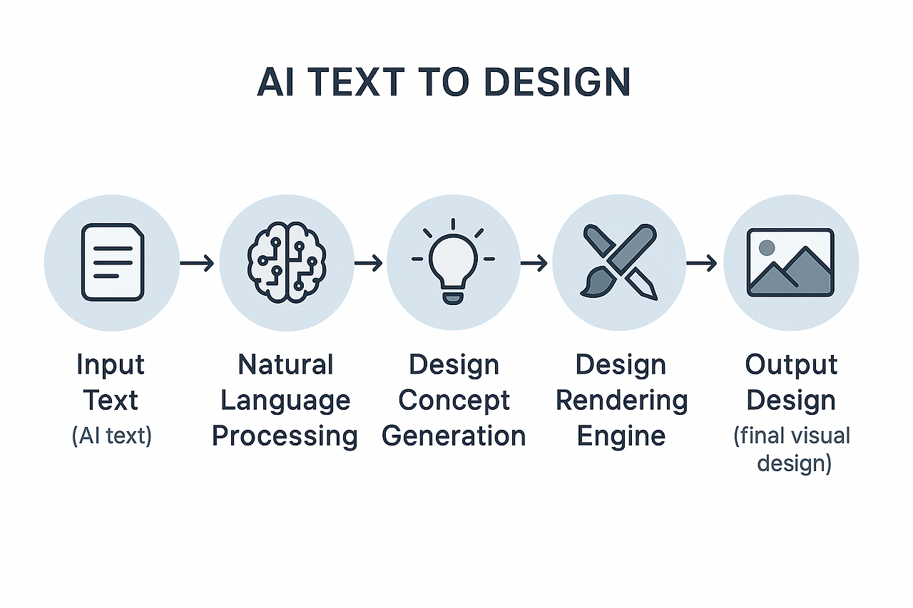 Uizard의 텍스트에서 디자인으로 변환하는 AI 워크플로우를 보여주는 다이어그램