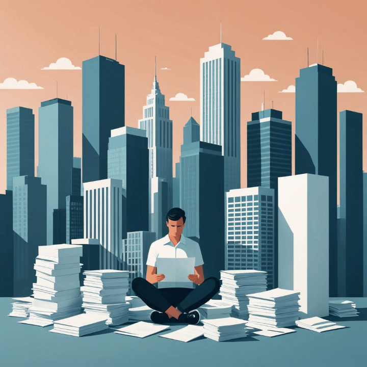 회사 사이에서 고민하는 회사원