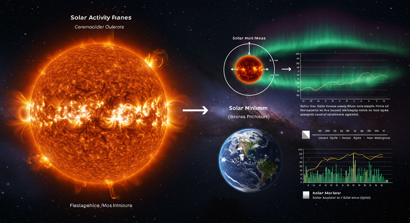 태양 최소기와 최대기: 태양 활동 주기가 지구와 기후, 통신, 생활에 미치는 영향 인포그래픽