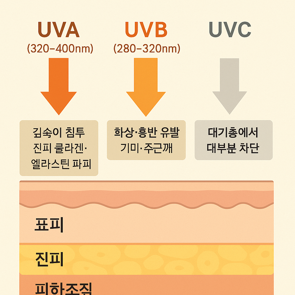 ALT: "자외선 종류별 피부 영향 비교 인포그래픽"