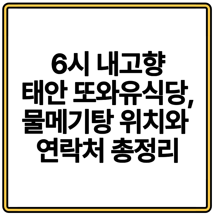 6시 내고향에 태안 또와유식당, 물메기탕 위치와 연락처 정리