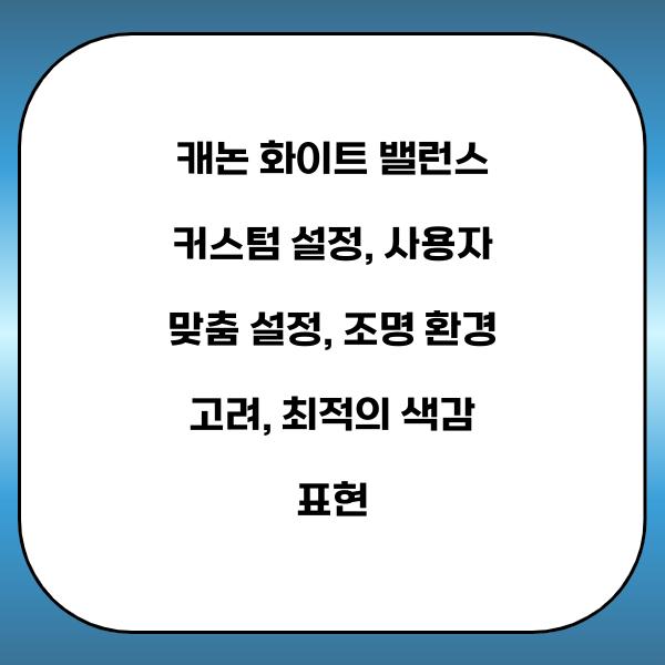 캐논 화이트 밸런스 커스텀 설정
