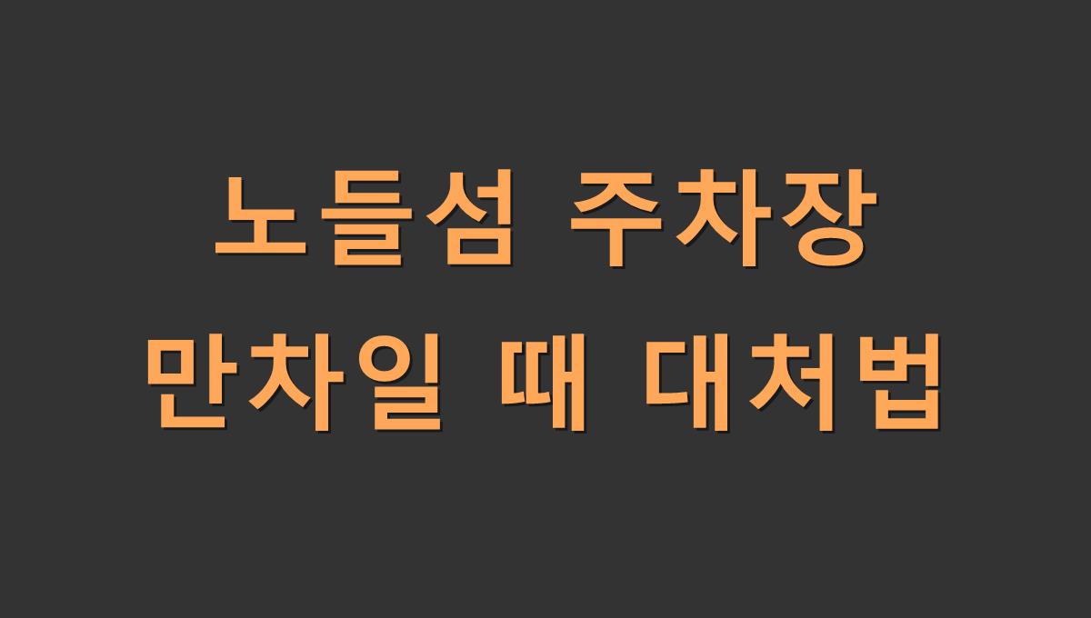 노들섬 주차장 만차일 때 대처법