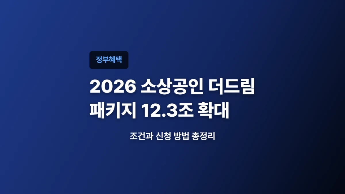 2026 소상공인 더드림 패키지 12.3조 확대 조건과 신청 방법