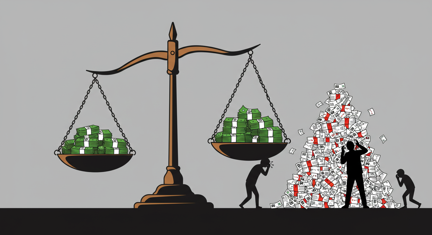 "세금 인상 압박과 납세자 부담 (세금)"에 대한 이미지입니다.
