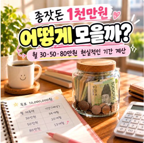 종잣돈 1천만원 어떻게 모을까? 월 30·50·80만원 현실적인 기간 계산