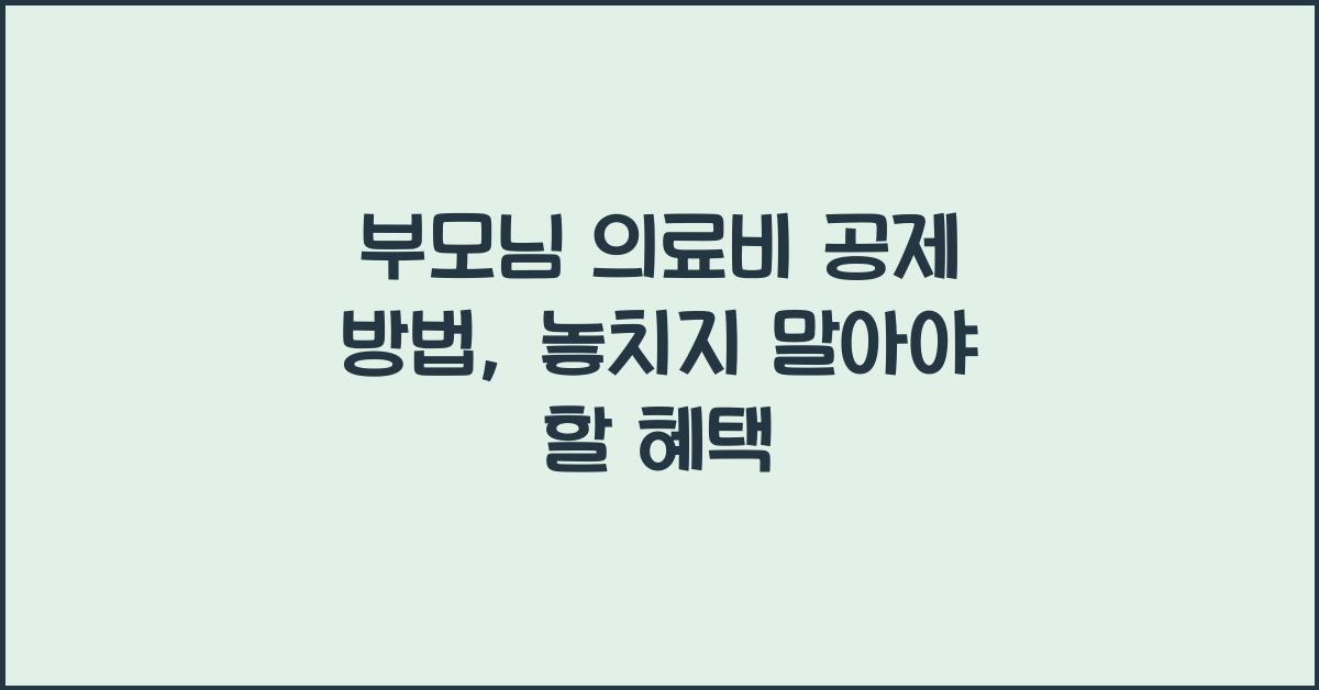 부모님 의료비 공제 방법
