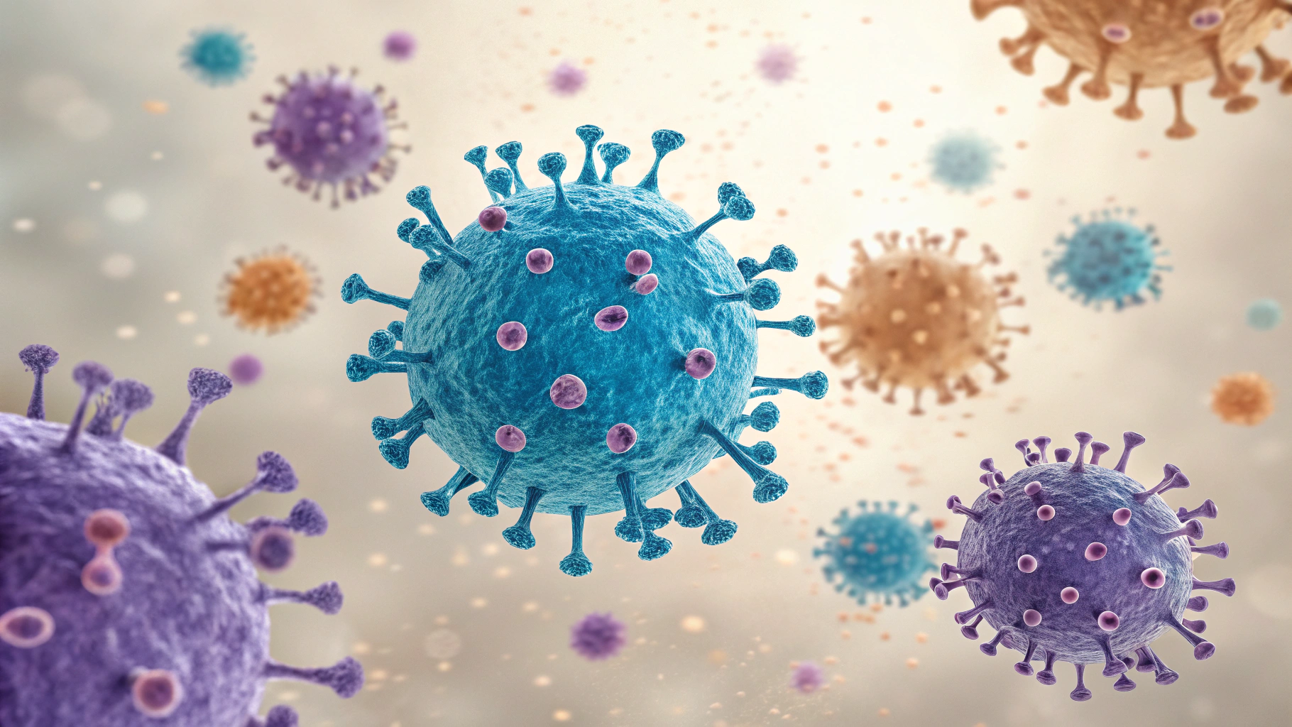 코로나 19 바이러스를 표현한 일러스트 이미지