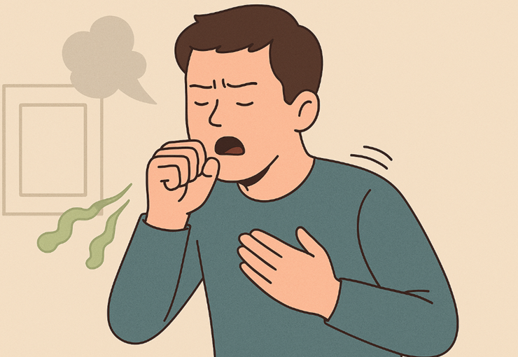 기침하는 남자