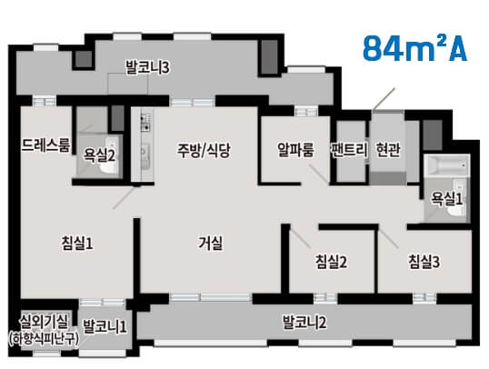 음성 푸르지오 마크베르 84A 타입 평면도