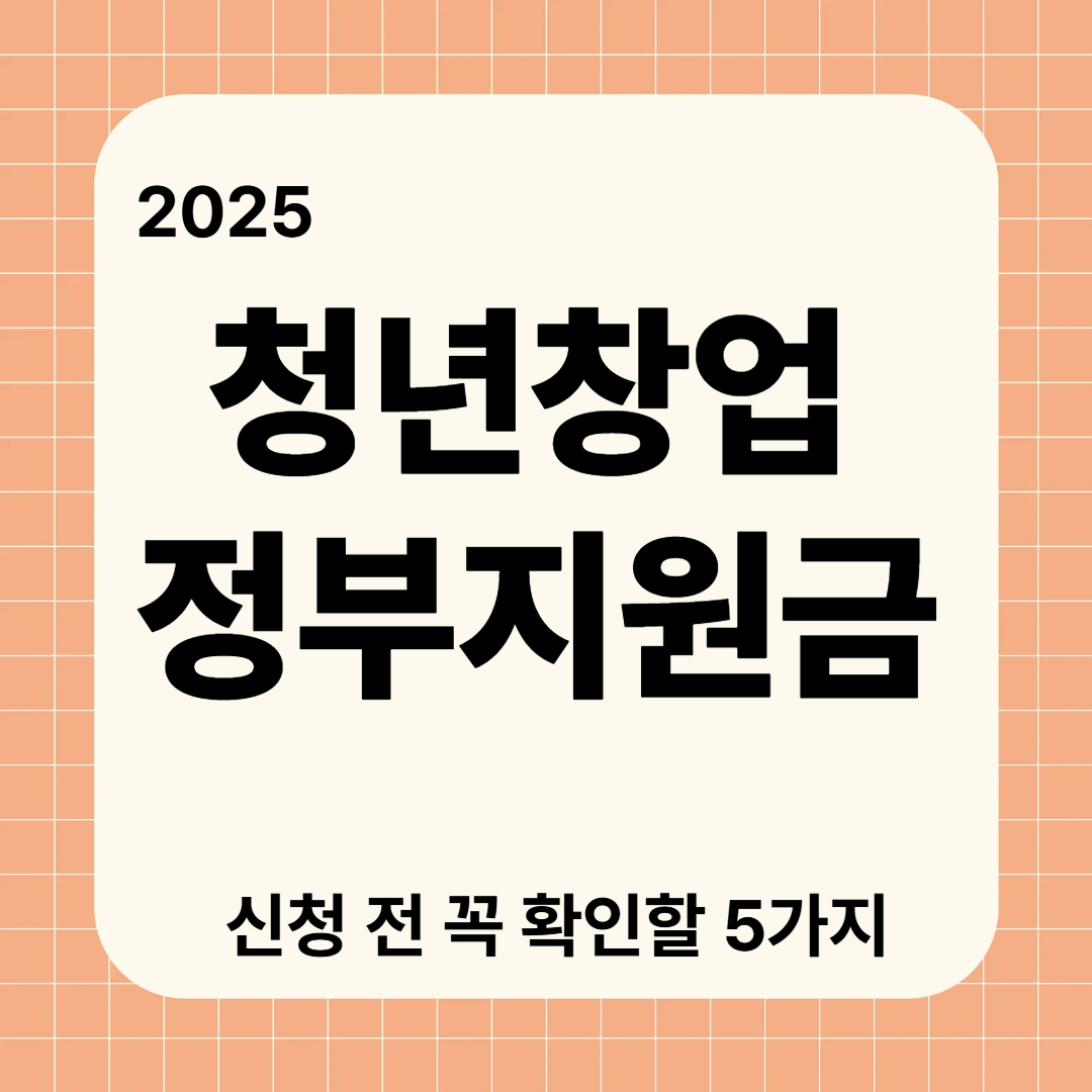 2025 청년창업 정부지원금 신청 전 꼭 확인할 5가지
