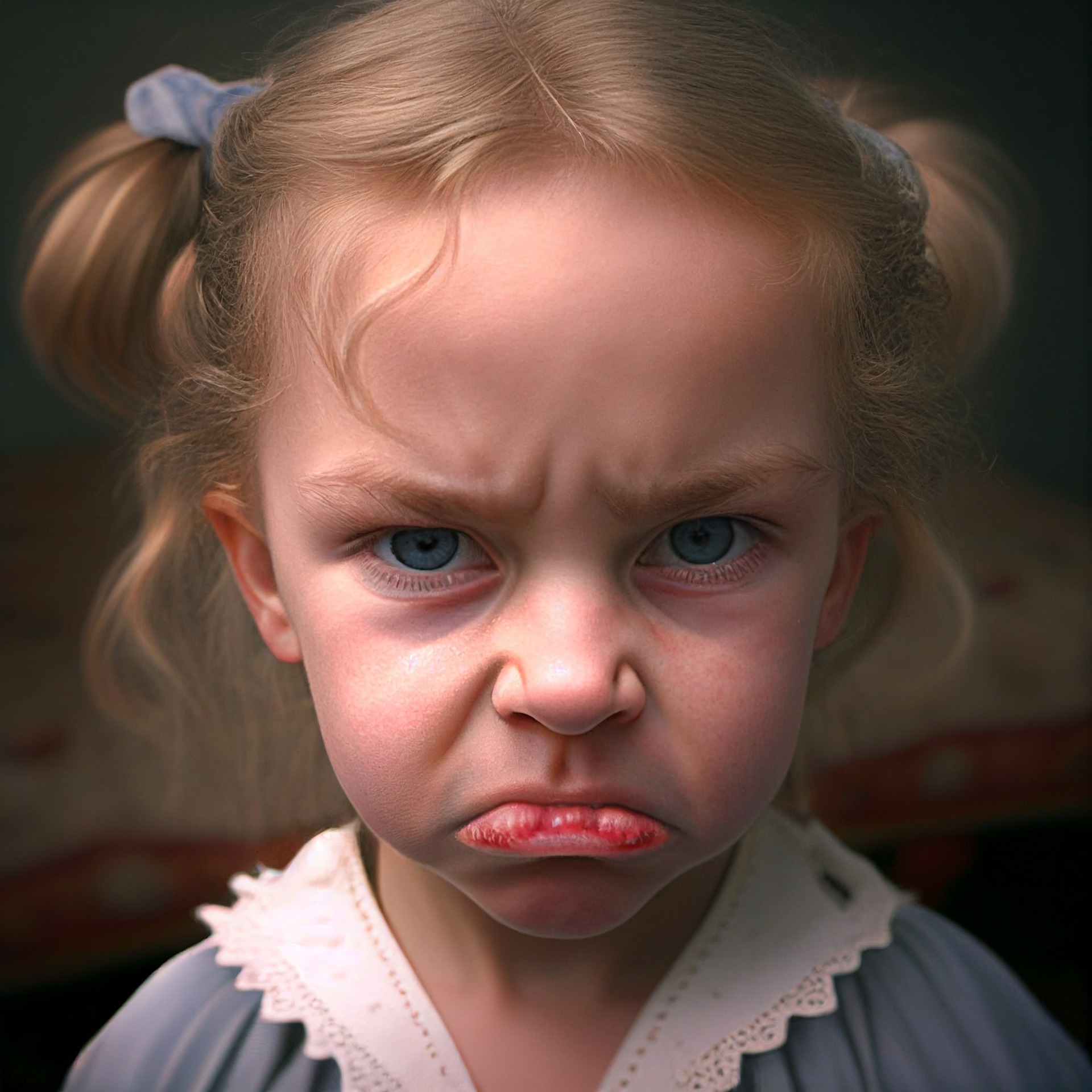 뭔가 맘에 들지를 않아서&#44; 화가 많이 나서&#44; 폭발하기 직전의 어린아이 사진