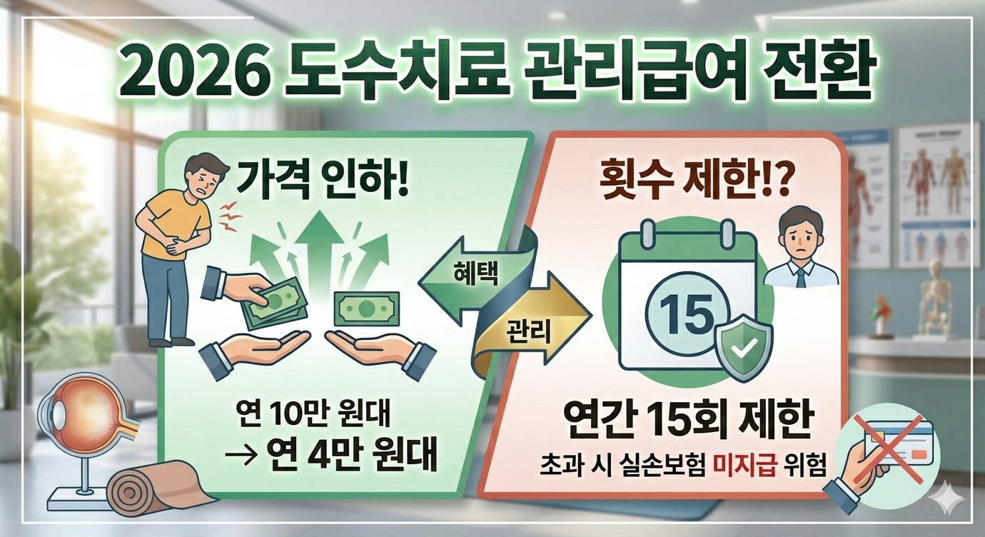 2026 도수치료 관리급여 전환 가격 인하 및 15회 제한 요약