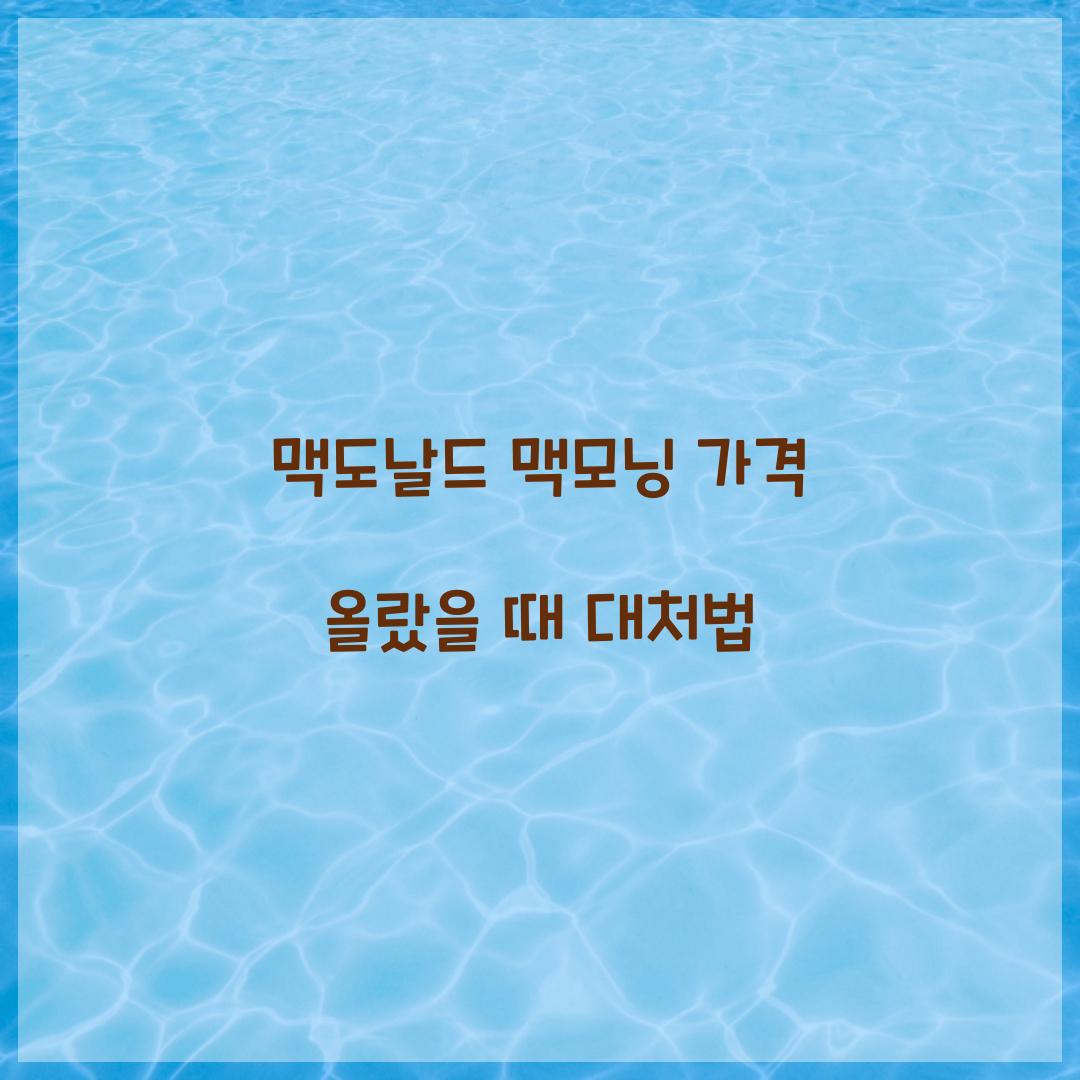 맥도날드 맥모닝 가격 올랐을 때 대처법