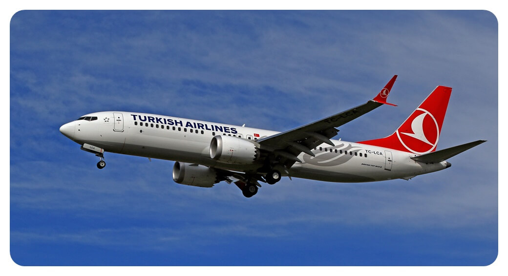 터키항공 B737-8 MAX 비행기가 공항에 있는 모습을 찍은 사진